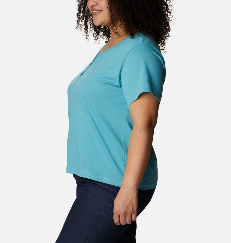 Women's Columbia Sapphire Point Henley T Shirts Turquoise | Plus Size CA-Y481A